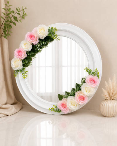 Oglindă pentru Gătitul Miresei cu Decor Floral Trandafiri